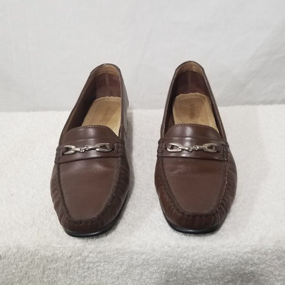 Minelli brown leather moccasin shoes - Picture 1 of 8